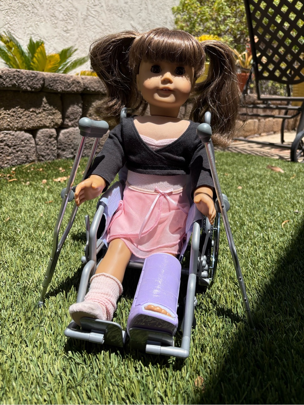 2008 AG Accident Prone Ballerina. With Wheelchair, Crutches,Cast & Ace Bandage
